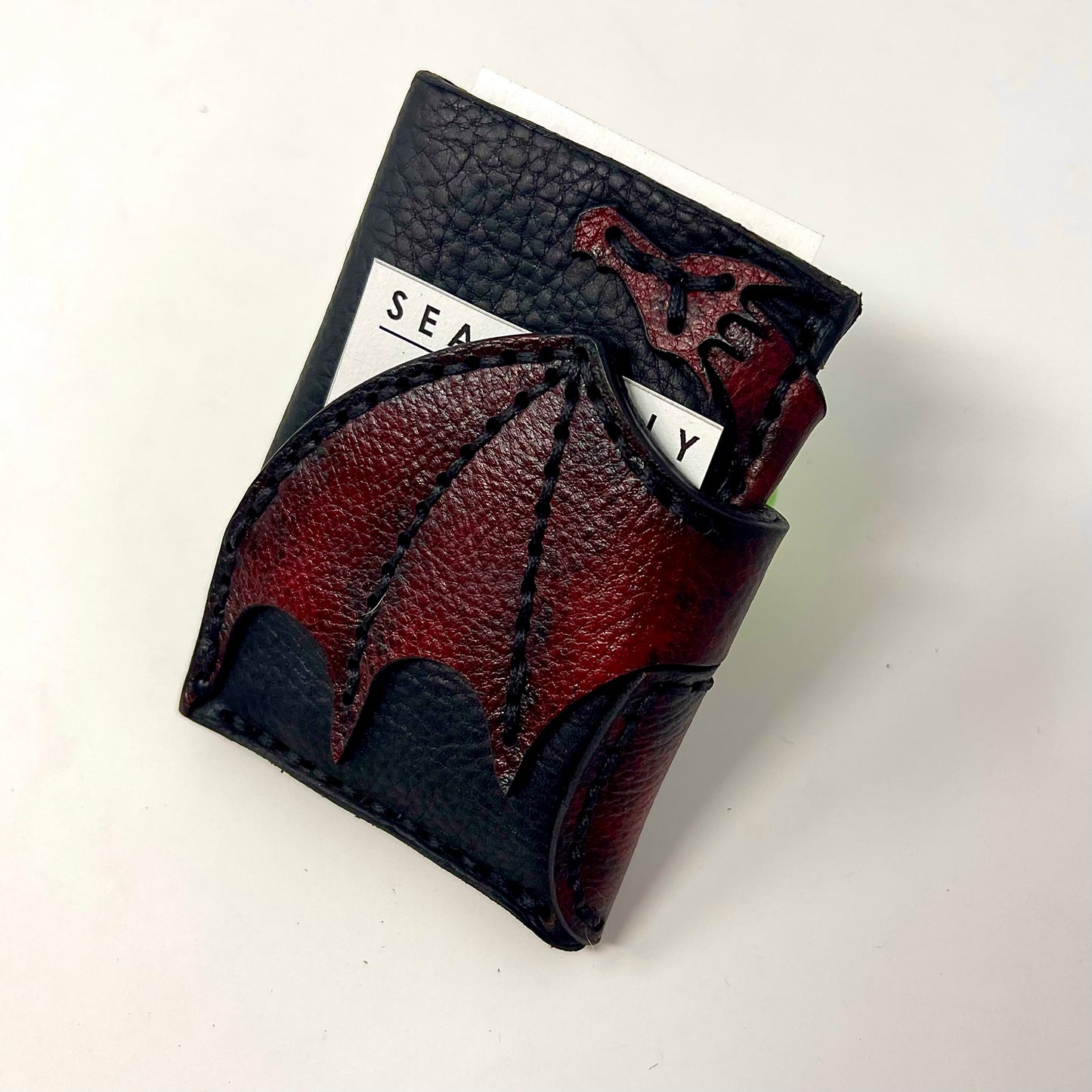 Hand-Stitched Leather Dragon Cardholder