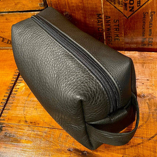 Bison Leather Travel Bag with Upcycled Thai Silk Lining