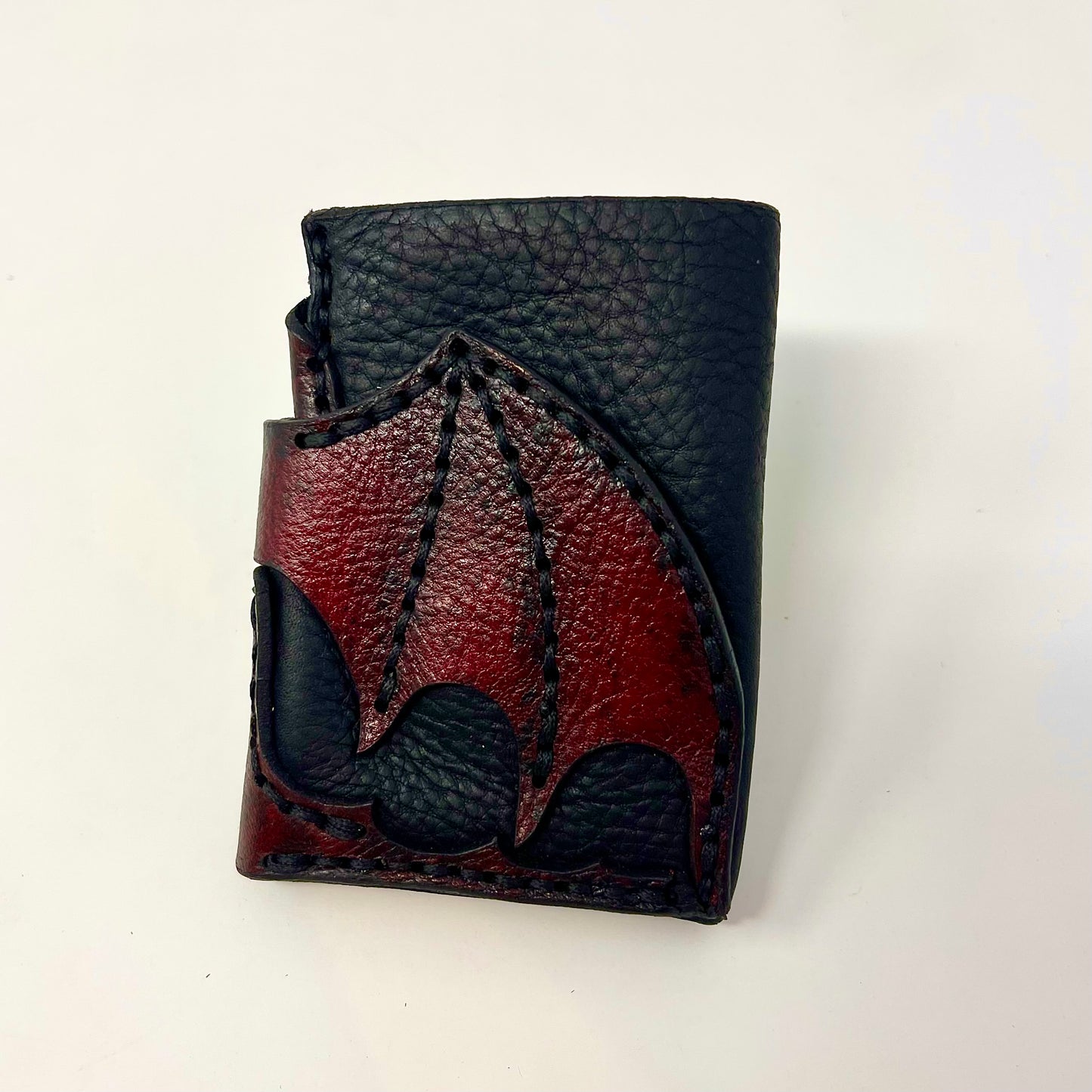 Hand-Stitched Leather Dragon Cardholder