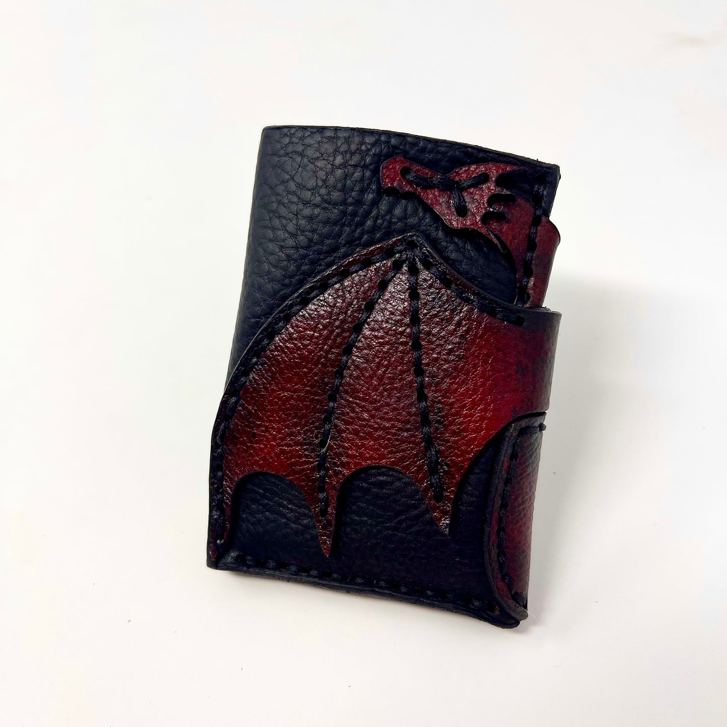 Hand-Stitched Leather Dragon Cardholder