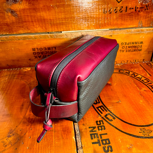 Hand Dyed / Bison Two-Tone Leather Dopp Bag