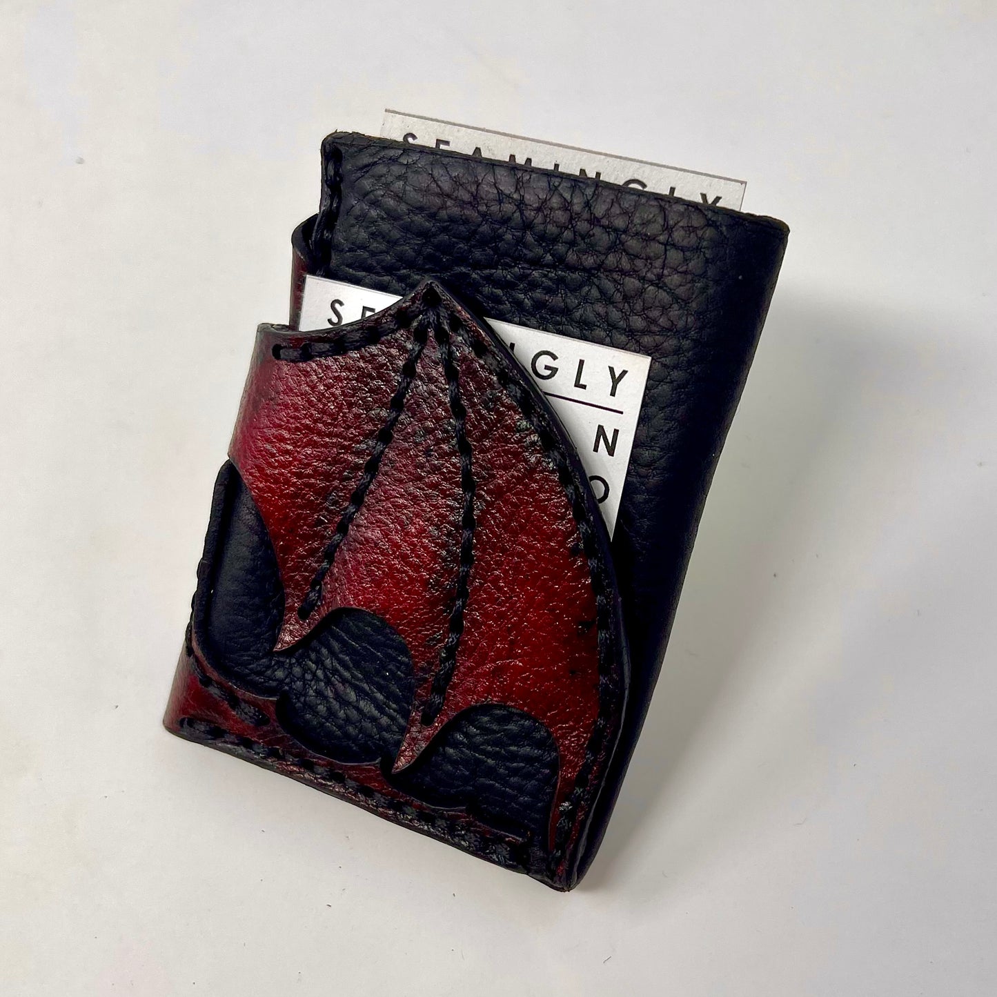 Hand-Stitched Leather Dragon Cardholder