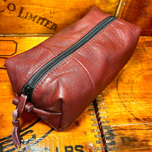 Cosmetics Bag Made From Leather Jacket with Original Lining